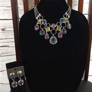 Beautiful, pink and blue, elegant necklace, earring set.  Used once.